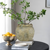 Electroplated Terracotta Rustic Ceramic Vase with Wide Belly - 8"