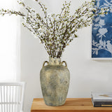 11.2" Electroplated Terracotta Rustic Ceramic Vase  with 2 Ears