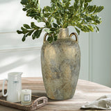 13.7" Electroplated Terracotta Rustic Ceramic Vase  with 2 Ears