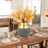 9" Boho Ceramic Flower Vase with Gold Rim for Home Decor