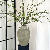 11.2" Electroplated Terracotta Rustic Ceramic Vase  with 2 Silver Ears