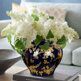 5.9" Blue and Gold Porcelain Vases
