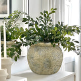 Electroplated Terracotta Rustic Ceramic Vase with Wide Belly - 8"