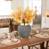 9.4" Boho Ceramic Flower Vase with Gold Rim for Home Decor - Grey