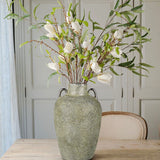 11.2" Electroplated Terracotta Rustic Ceramic Vase  with 2 Silver Ears