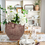 Rustic Ceramic Vase with Handles for Home Décor - Red