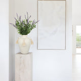 9.4" White Ceramic Rustic Flower Vase with Tassel for Home Decor