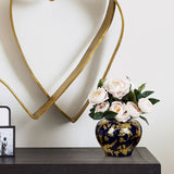 5.9" Blue and Gold Porcelain Vases