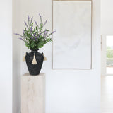 9.4" Black Ceramic Rustic Flower Vase with Tassel for Home Decor