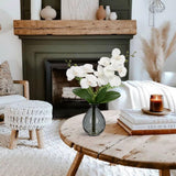White Orchids Artificial Flowers Faux Orchid in Glass Vase Real Touch Small Phalaenopsis Orchid Flowers