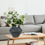 Rustic Ceramic Wide-Belly Flower Vases for Home Decor - Black