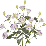 Purple-White Artificial Flowers Silk Fake Flower 3Pcs Eustoma Lisianthus Flowers with Long Stem Faux Flowers