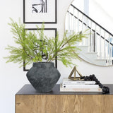 Rustic Ceramic Wide-Belly Flower Vases for Home Decor - Black