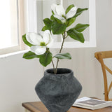 Rustic Ceramic Wide-Belly Flower Vases for Home Decor - Black