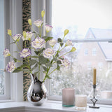 Purple-White Artificial Flowers Silk Fake Flower 3Pcs Eustoma Lisianthus Flowers with Long Stem Faux Flowers