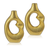 Gold Donut Ceramic Vase Set of 2