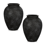 2PCS Ceramic Flowers Vase for Home Decor - Black