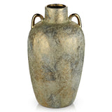 13.7" Electroplated Terracotta Rustic Ceramic Vase  with 2 Ears