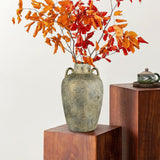 11.2" Electroplated Terracotta Rustic Ceramic Vase  with 2 Ears