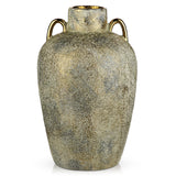 11.2" Electroplated Terracotta Rustic Ceramic Vase  with 2 Ears