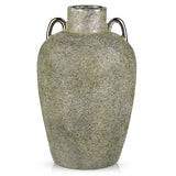 11.2" Electroplated Terracotta Rustic Ceramic Vase  with 2 Silver Ears
