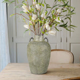 11.2" Electroplated Terracotta Rustic Ceramic Vase  with 2 Silver Ears