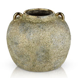 Electroplated Terracotta Rustic Ceramic Vase with Wide Belly - 8"