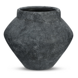 Rustic Ceramic Wide-Belly Flower Vases for Home Decor - Black