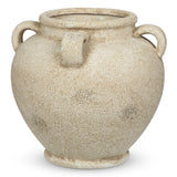 Rustic Ceramic Vase with Handles for Home Décor - Beige