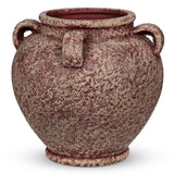 Rustic Ceramic Vase with Handles for Home Décor - Red