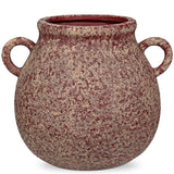 Rustic Wide Belly Ceramic Vase with 2 Handles - Red