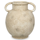 9.4" Rustic Ceramic Vase with 2 Handles - Beige