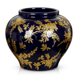 5.9" Blue and Gold Porcelain Vases