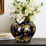 5.9" Blue and Gold Porcelain Vases
