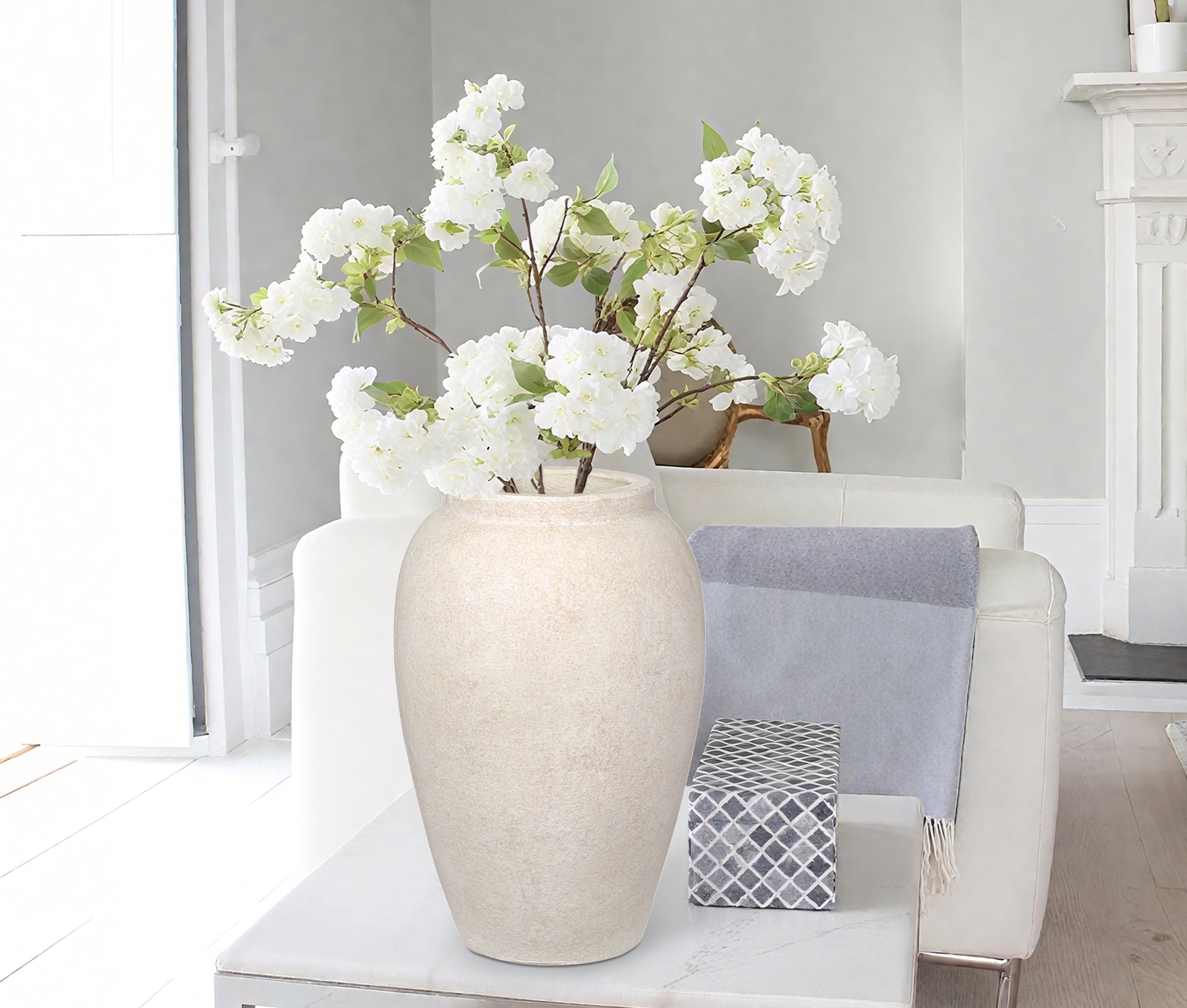 Light Ceramic Vase On the table in the living room