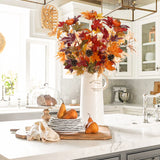 Artificial Maple Leaves Branches with Pumpkin 26.8 Inch - 3 Pack