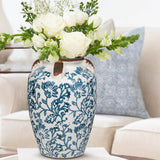 Blue and White Ceramic Vases with Ear for Floral Home Decoration