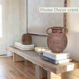 9.4" Rustic Ceramic Vase with 2 Handles - Red