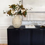 9.4" Rustic Ceramic Vase with 2 Handles - Beige