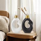 Black and Gold Donut Ceramic Vase Set of 2