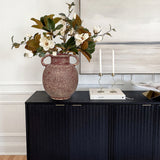 9.4" Rustic Ceramic Vase with 2 Handles - Red