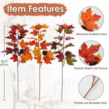 Artificial Maple Leaves Branches with Pumpkin 26.8 Inch - 3 Pack