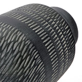 11" Rustic Farmhouse Ceramic Vase with Linear Stripe - Dark