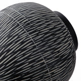 Black Wide Belly Round Ceramic Vase with Linear - 9"
