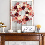 24“ Fall Artificial Silk Rose Flower Pink Wreaths