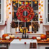 22 lnch Artificial Fall Wreath with Bay & Eucalyptus Leaves for Front Door