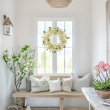 Light Yellow Artificial Cherry Blossom Wreaths for Front Door - 20"