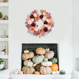 24“ Fall Artificial Silk Rose Flower Pink Wreaths