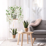 White Artificial Bougainvillea Flowers Long Stems Branches - 33.5"