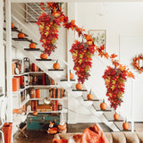 24" Fall Artificial Teardrop Swag Wreath with Maple Leaves